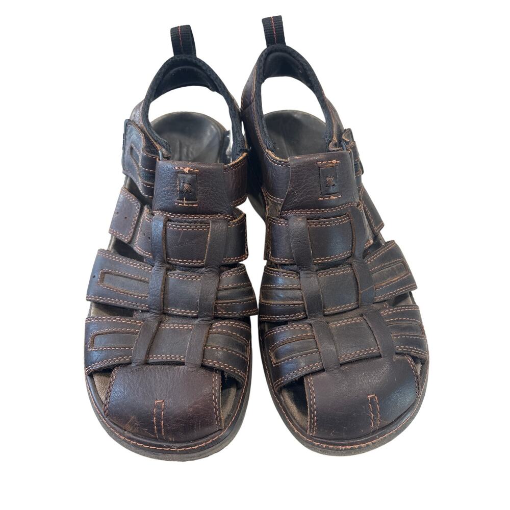 Clarks Men's Size 9 Walkford Fisherman Sandal - Brown Leather